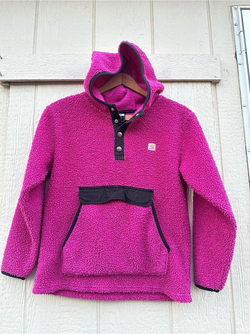 Carhartt Sherpa Jacket Fleece Girls Magenta Pink Pullover Size 11-12 Large